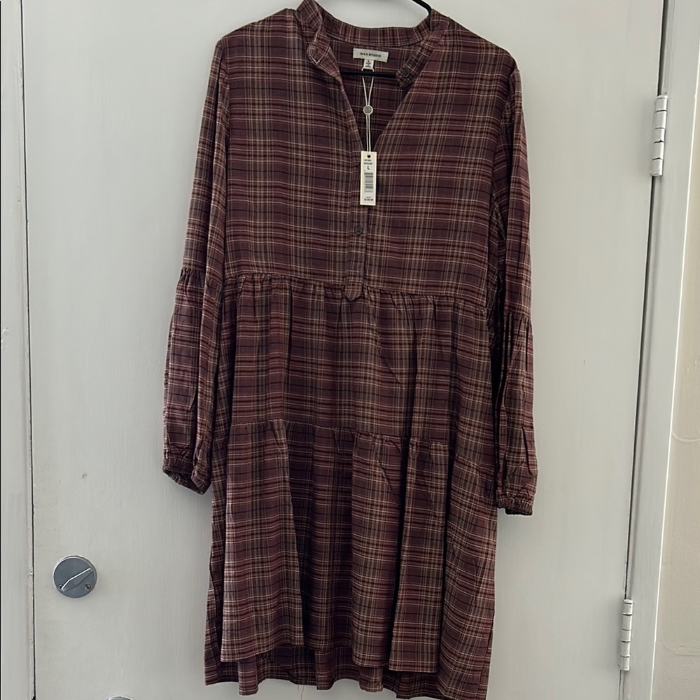 Plaid Long-Sleeve Dress